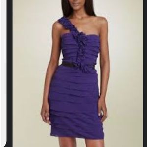 BCBG Max Azria one shoulder ruffle dress sz 2